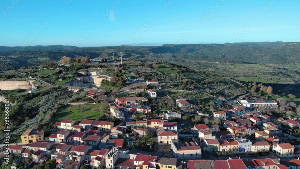 Veduta Aerea del piccolo Borgo di Monteleone Roccadoria, Sardegna, Veduta Aerea del piccolo Borgo di Monteleone Roccadoria, Sardegna,