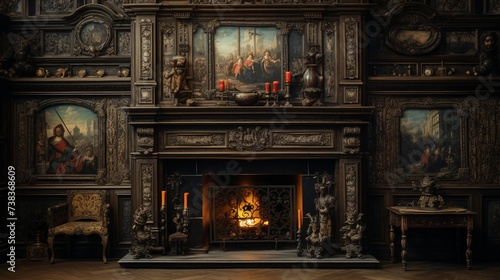 fireplace with christmas decorations