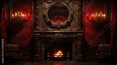 fireplace with christmas decorations