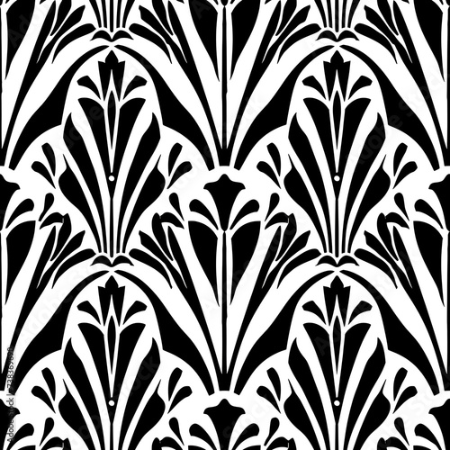 Black and White Seamless Pattern inspired by Wallpaper © jessie z
