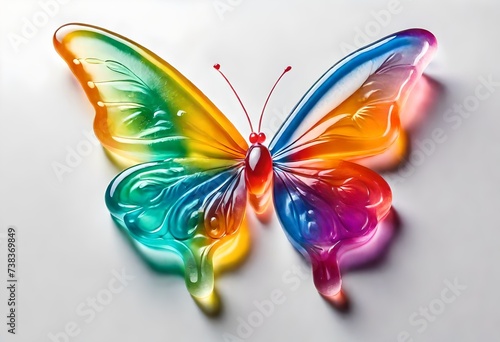 Multicolor collection of jelly gummy butterfly, cut out