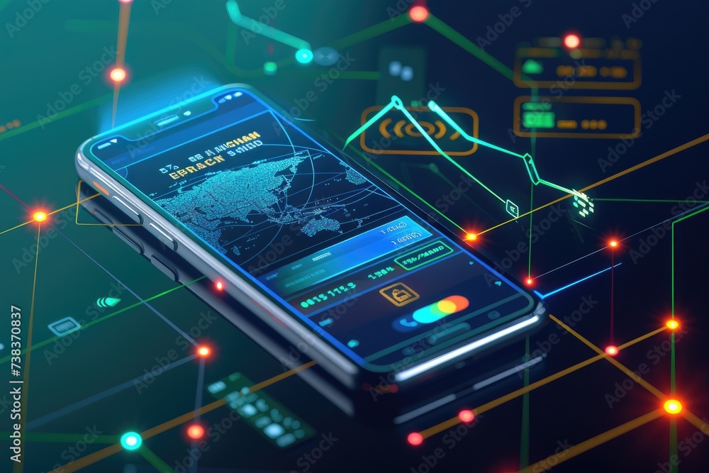 Concept of a smartphone displaying a user-friendly and secure mobile payment app interface Concept of a smartphone displaying a user-friendly and secure mobile payment app interface