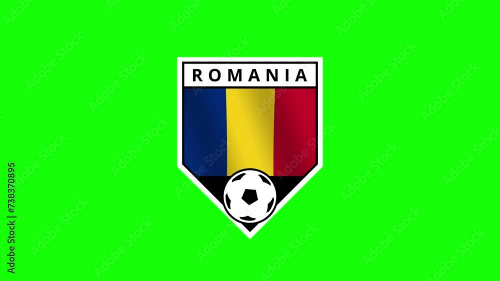 Romania Shield Shaped Football Badge with a Waving Flag Romania Shield Shaped Football Badge with a Waving Flag