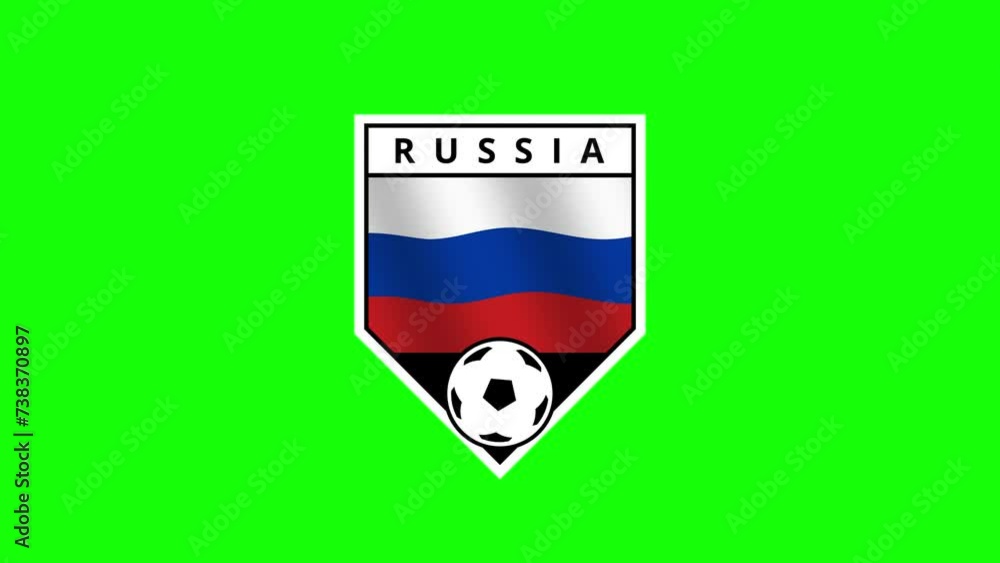 Russia Shield Shaped Football Badge with a Waving Flag Russia Shield Shaped Football Badge with a Waving Flag