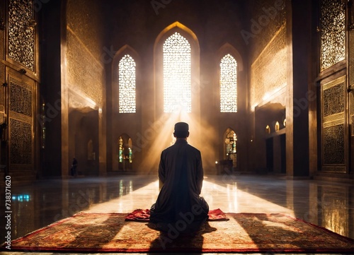 Muslim Man Worship and Praying In Mosque
