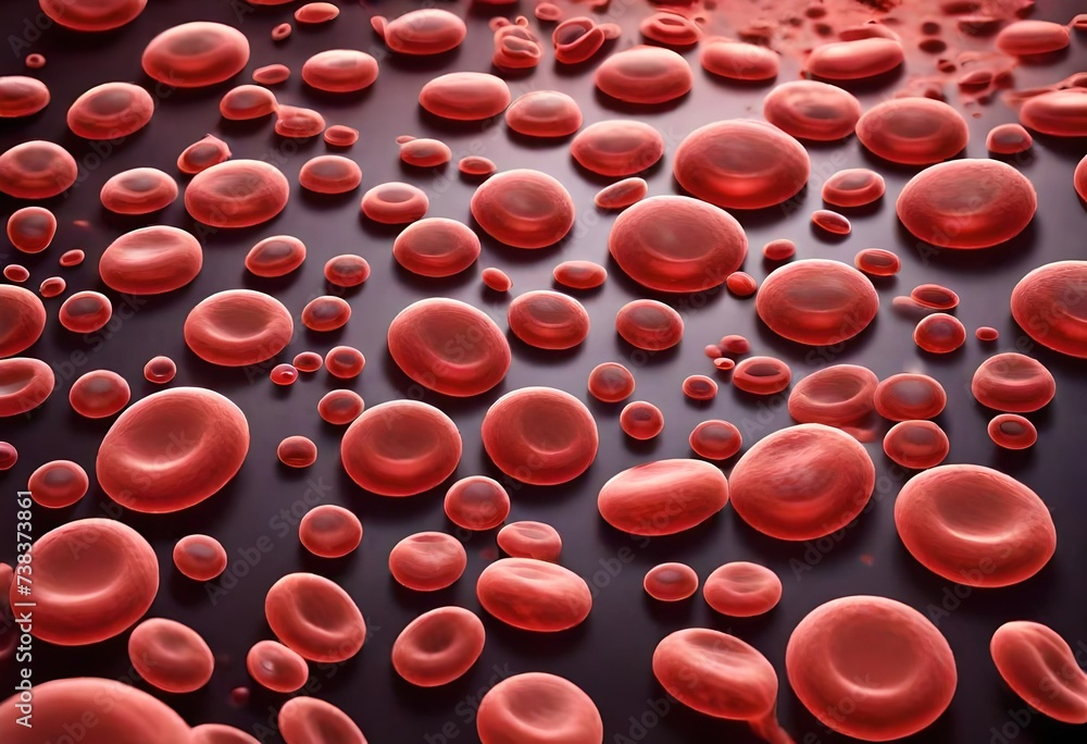 Dynamic red blood cells flowing in plasma, cut out