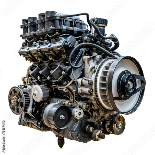 Car engine, transparent background, isolated image, generative AI