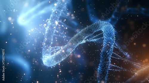 Futuristic DNA Helix in Space Frame - Abstract 3D Illustration of Genetic Research and Biotechnology