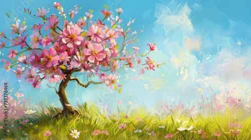 Blossom tree over nature background. Spring flowers.Spring Background