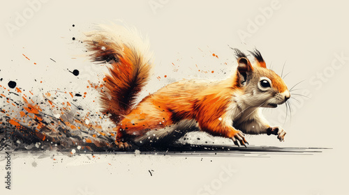 Nimble Squirrel Emblem: Darting Up Tree Flat Artwork