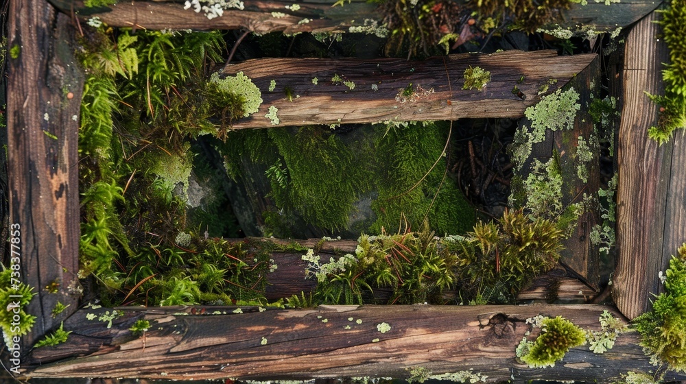 Old Wooden Frame and Moss