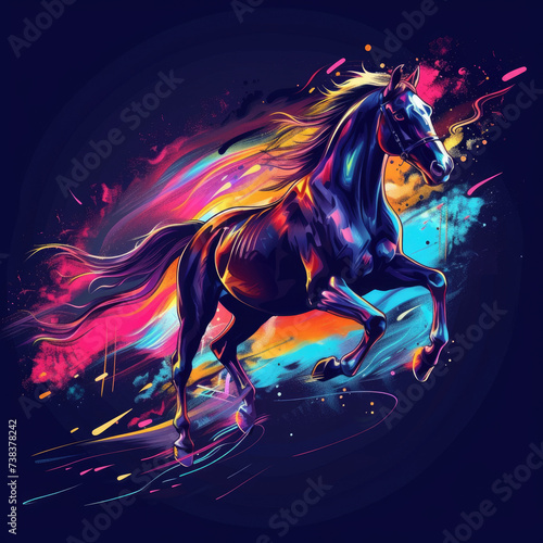 Spirited Horse Symbol: Galloping Freely Drawing