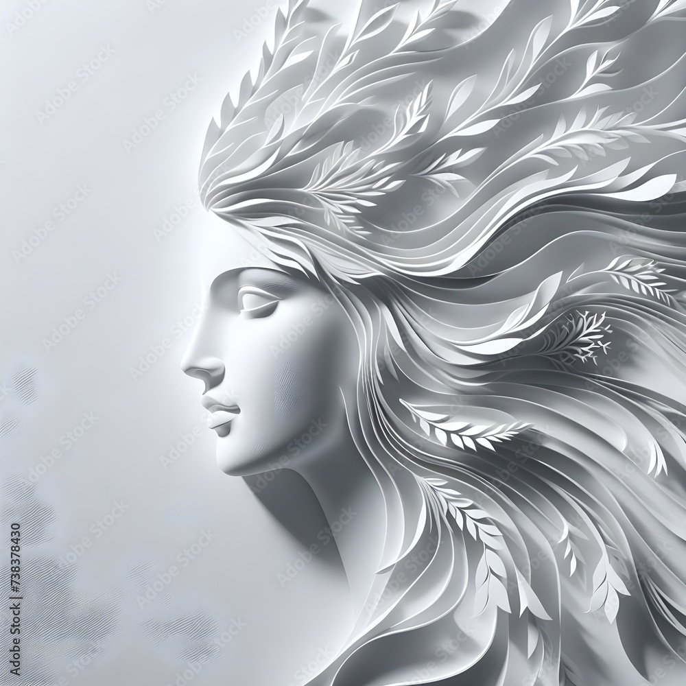 Detailed image of Athena in a 3D printed sculpture.