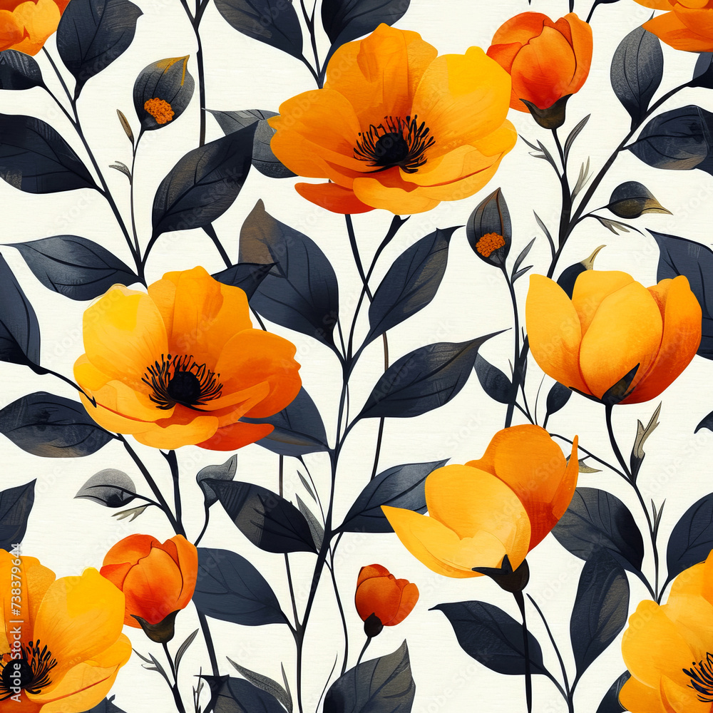 Tile with flowers as background and to fill areas in soft colors, ai generated Tile with flowers as background and to fill areas in soft colors, ai generated