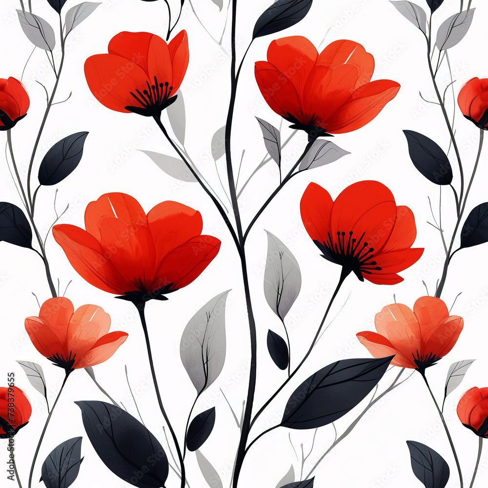 Tile with flowers as background and to fill areas in soft colors, ai generated Tile with flowers as background and to fill areas in soft colors, ai generated