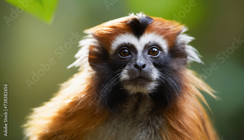 Cute Tamarin Monkey Portrait in Jungle 