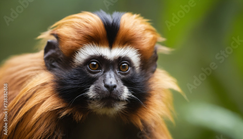 Cute Tamarin Monkey Portrait in Jungle 