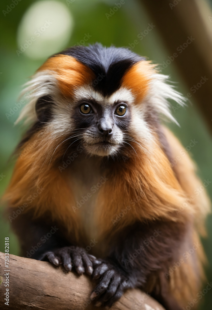 Fototapeta premium Cute Tamarin Monkey Portrait in Jungle 