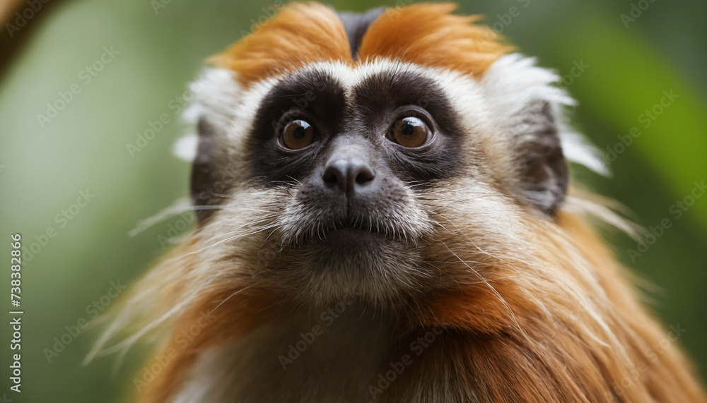 Fototapeta premium Cute Tamarin Monkey Portrait in Jungle 