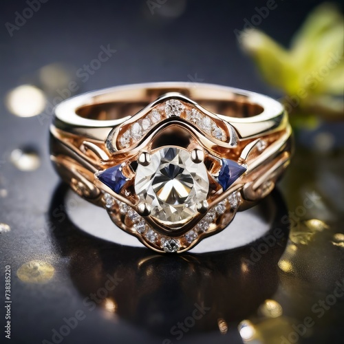 Ring with diamonds gold, jewel, silver, metal, gem, gift