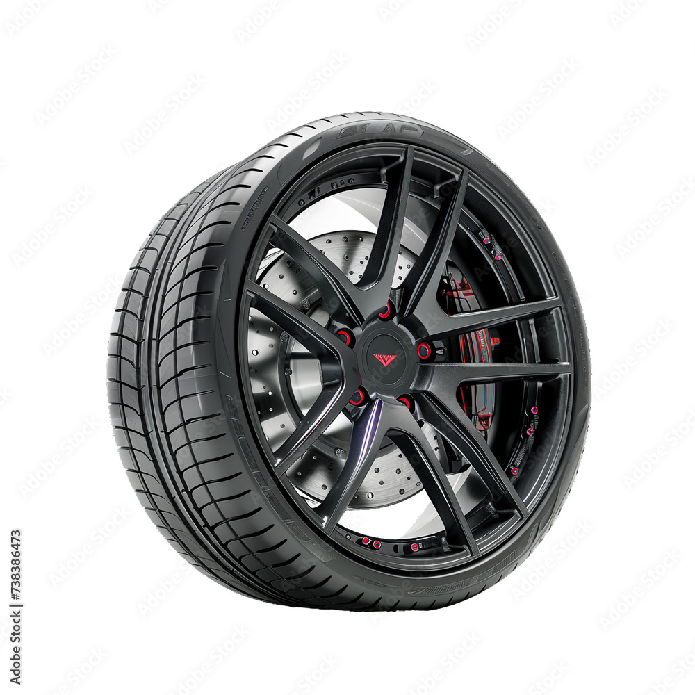 Obraz premium Car wheels, transparent background, isolated image, generative AI
