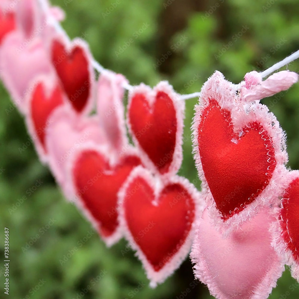 Fabric heart hanged in the garden Fabric heart hanged in the garden