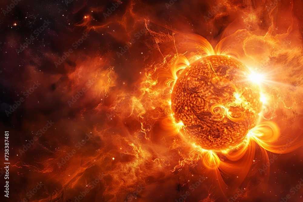Captivating image of the sun amidst the vastness of space Showcasing the fiery beauty and power of our star in the cosmic expanse Captivating image of the sun amidst the vastness of space Showcasing the fiery beauty and power of our star in the cosmic expanse