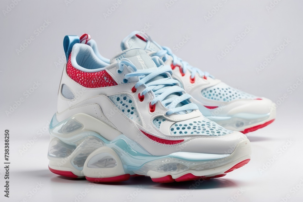 Blue, Sneakers, running shoes, studio shot, Big shoe sole Blue, Sneakers, running shoes, studio shot, Big shoe sole