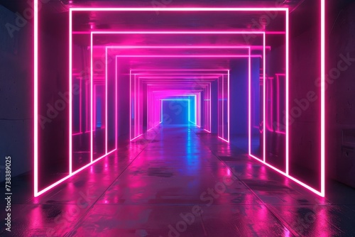 Neon lines creating a futuristic motion effect on a dark background. ideal for illustrations and backgrounds with a tech or cyberpunk vibe.