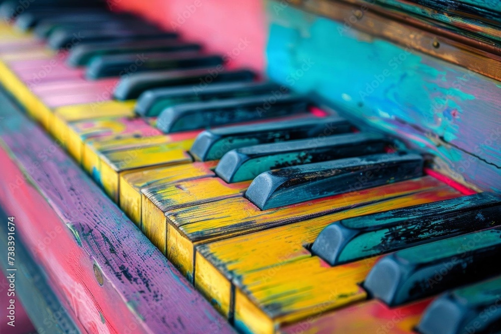 Abstract colorful piano keyboard as a vibrant wallpaper background Celebrating music Creativity And the dynamic nature of artistic expression.