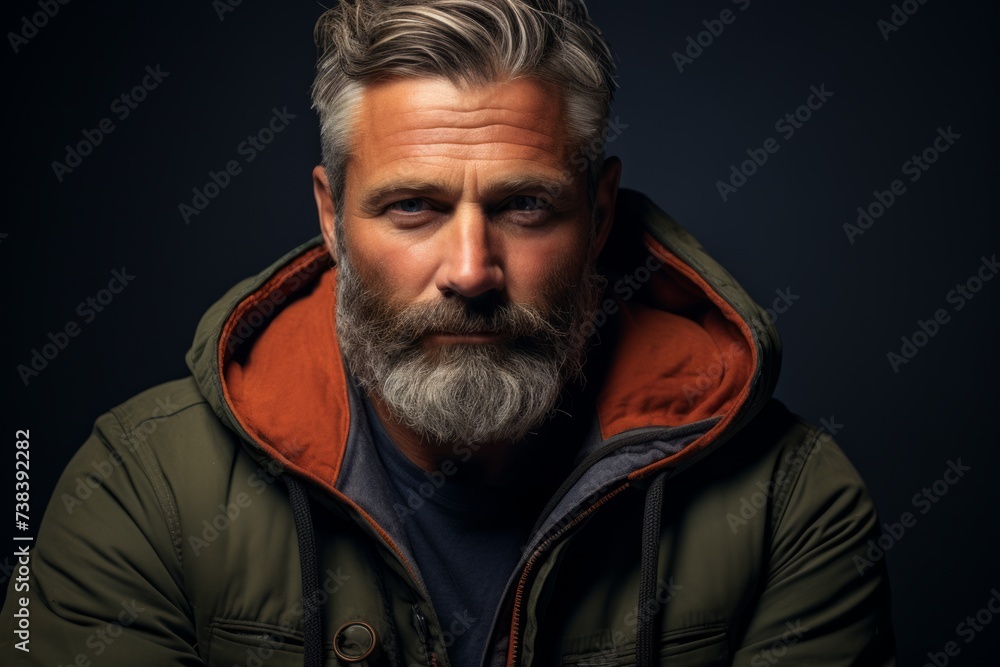 Portrait of a handsome bearded man in a jacket. Men's beauty, fashion. Portrait of a handsome bearded man in a jacket. Men's beauty, fashion.