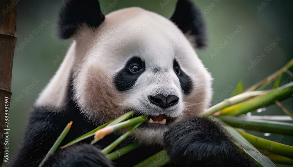 A panda chewing on bamboo A panda chewing on bamboo