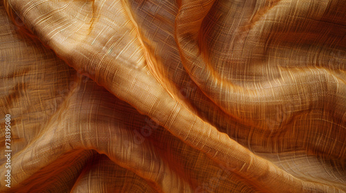  Generative AI. Light linen texture wallpaper with caramel leather