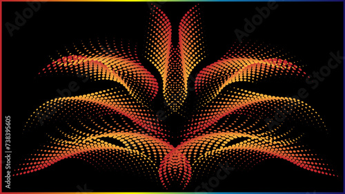 The vector dotted spiral vortex graphic is a visually interesting and complex image. The use of color, movement, and text all contribute to its overall effect.