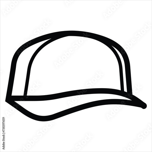 cap flat icon outline in the style of simple vector