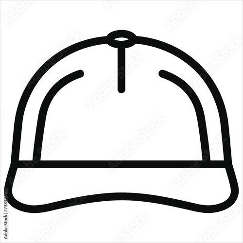 cap flat icon outline in the style of simple vector