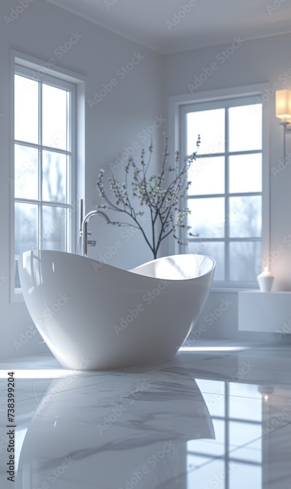 Bright bathroom with window and bathtub Bright bathroom with window and bathtub