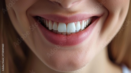 perfect white teeth veneer smile close up, female winner smile, dental care and stomatology, dentistry