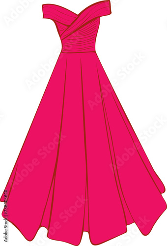 illustrated red formal gown