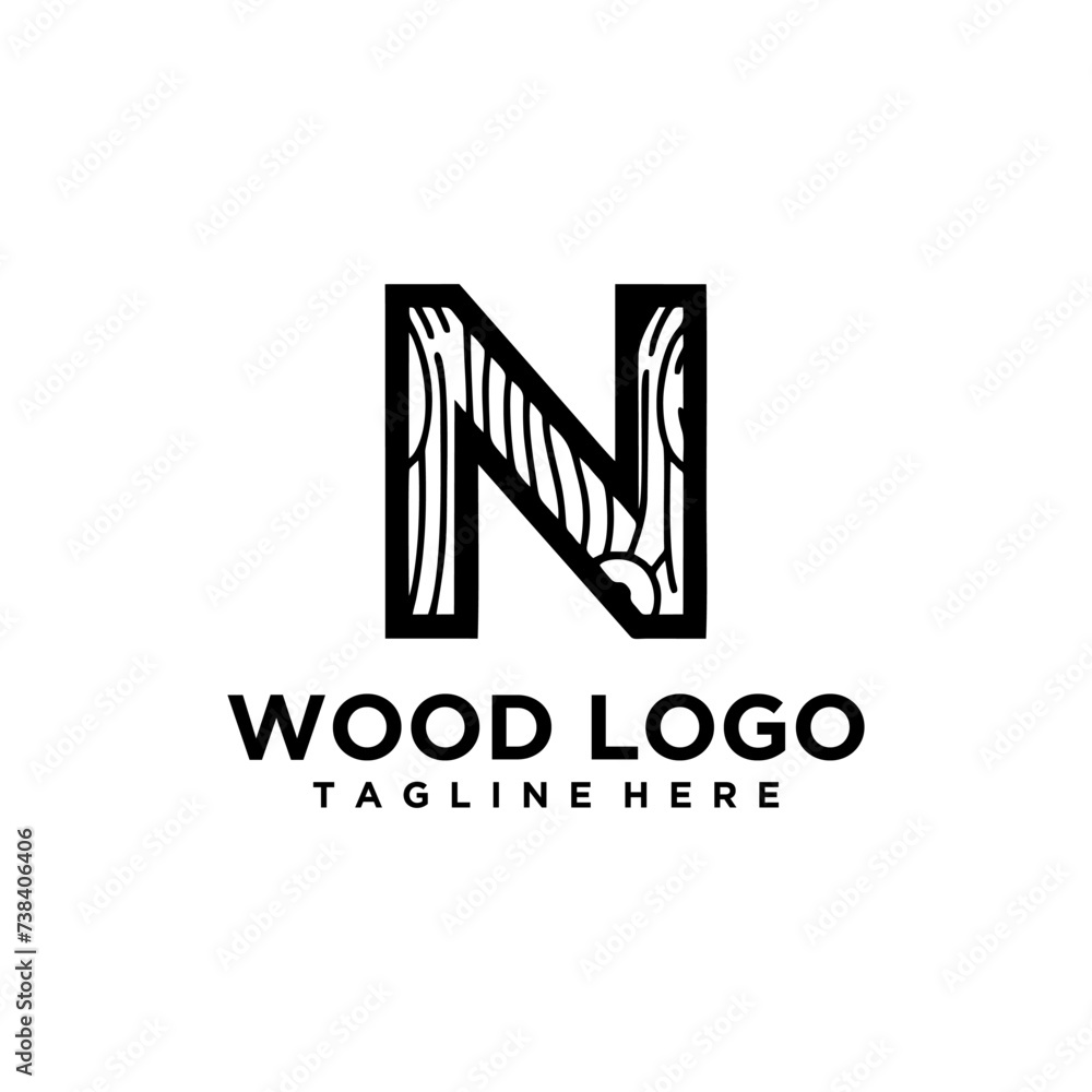 letter initials logo in wood grain style letter initials logo in wood grain style