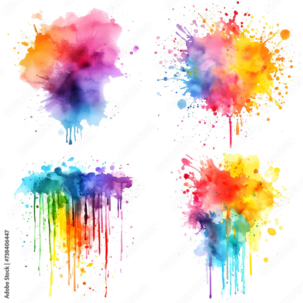 Fototapeta premium Colorful powder exploding on transparent background - Ai generated