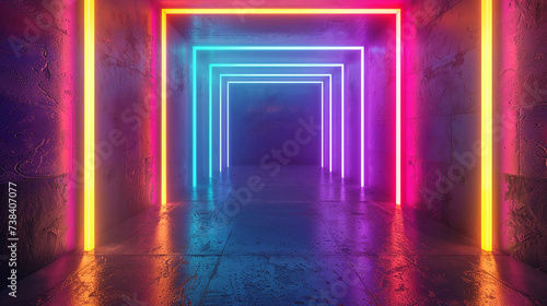  quadro de luz neon colorido  renderiza    o em 3D photo