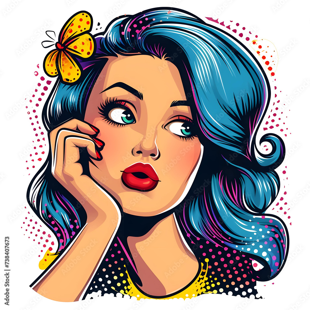 Comic style pop art sticker style on transparent background - Ai generated