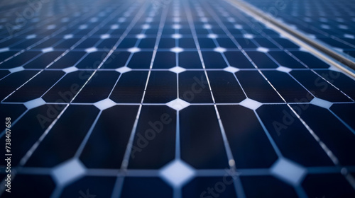 A detailed shot of a solar panel revealing the precise rows of interconnected cells that work together to generate electricity.