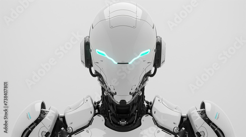 robot cyborg - black and white robot - screen robot arm - robot cyborg soldier - 3d render of a robot - Futuristic Sentinel: Advanced Robotic Visionary