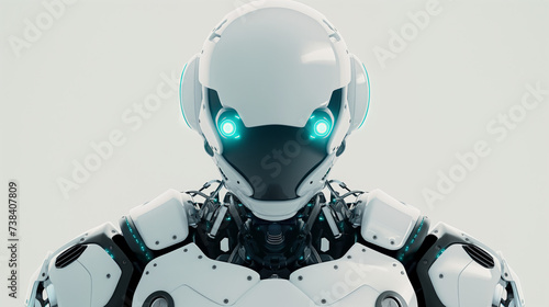 robot cyborg - black and white robot - screen robot arm - robot cyborg soldier - 3d render of a robot - Futuristic Sentinel: Advanced Robotic Visionary
