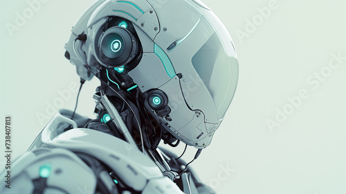 robot cyborg - black and white robot - screen robot arm - robot cyborg soldier - 3d render of a robot - Futuristic Sentinel: Advanced Robotic Visionary