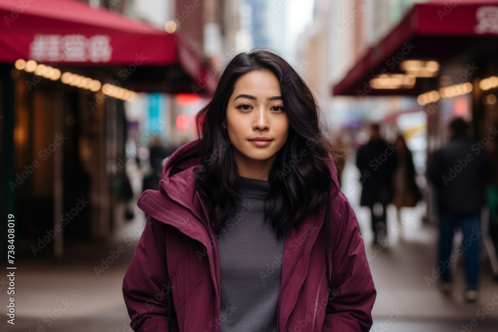 Portrait of a beautiful young asian woman in the city.