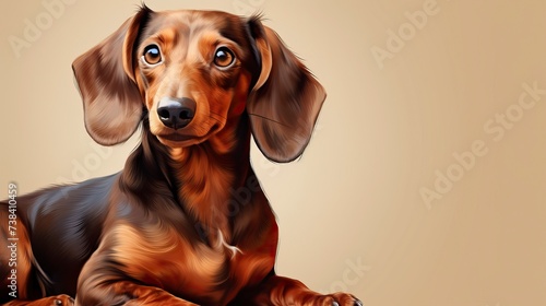 Dachshund dog on a one color background, copy space - generative ai