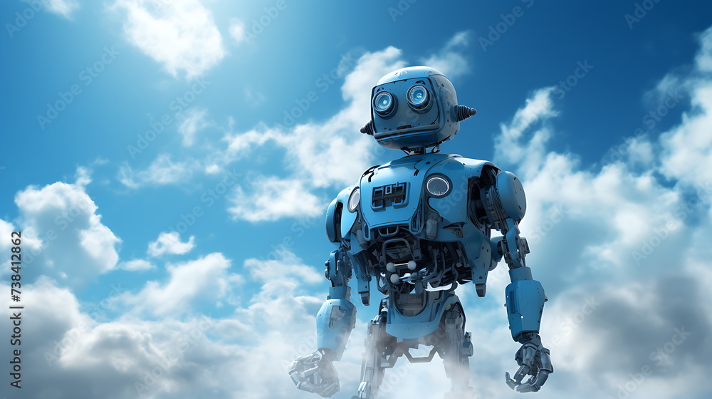 Fototapeta premium robots with cloud computing technology, generative ai